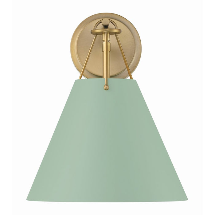 Crystorama Xavier 1 Light Task Sconce, Vibrant Gold/Green
