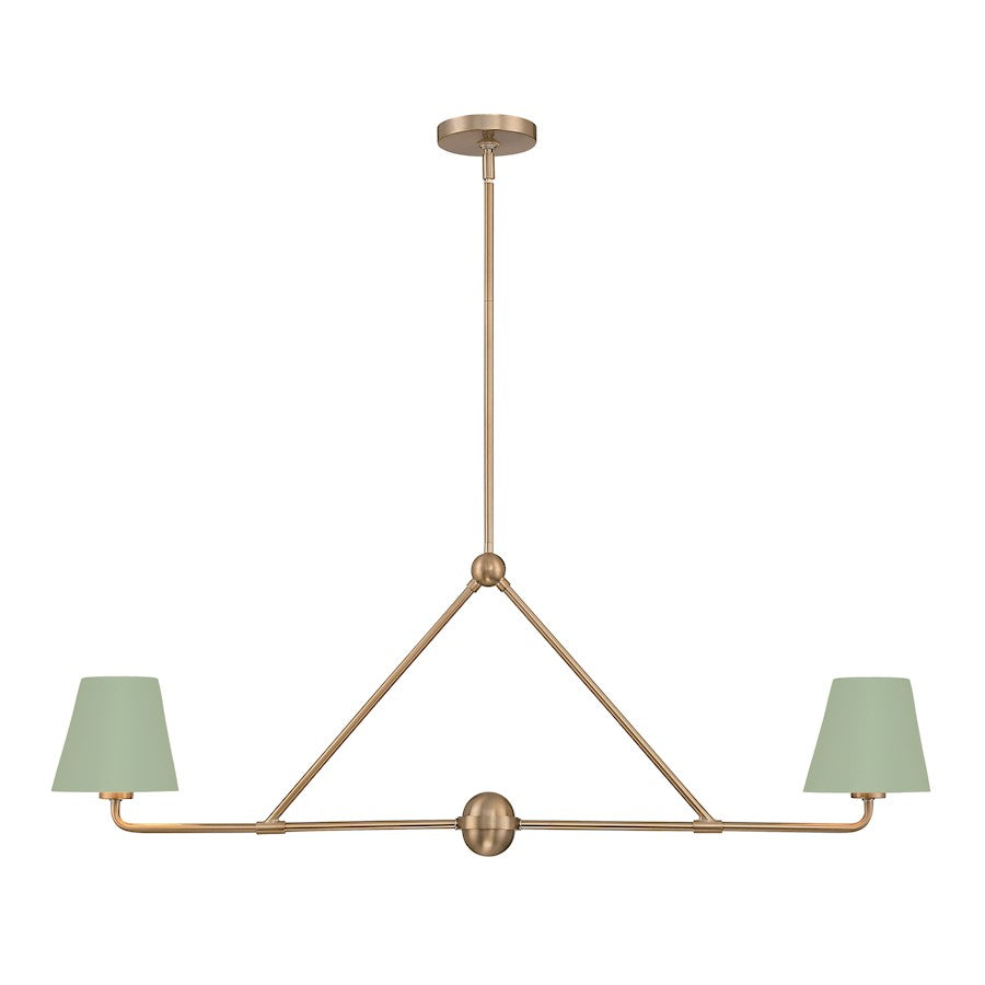 Crystorama Xavier 2 Light Chandelier, Vibrant Gold/Green