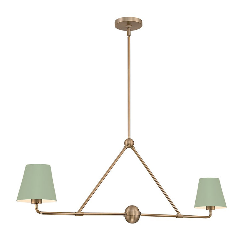 Crystorama Xavier 2 Light Chandelier, Vibrant Gold/Green