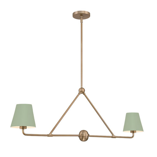 Crystorama Xavier 2 Light Chandelier, Vibrant Gold/Green