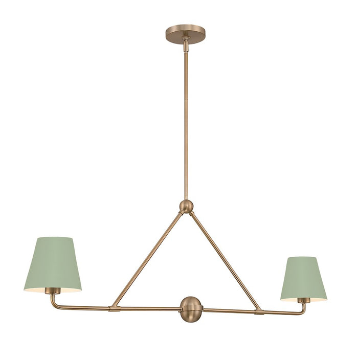 Crystorama Xavier 2 Light Chandelier, Vibrant Gold/Green