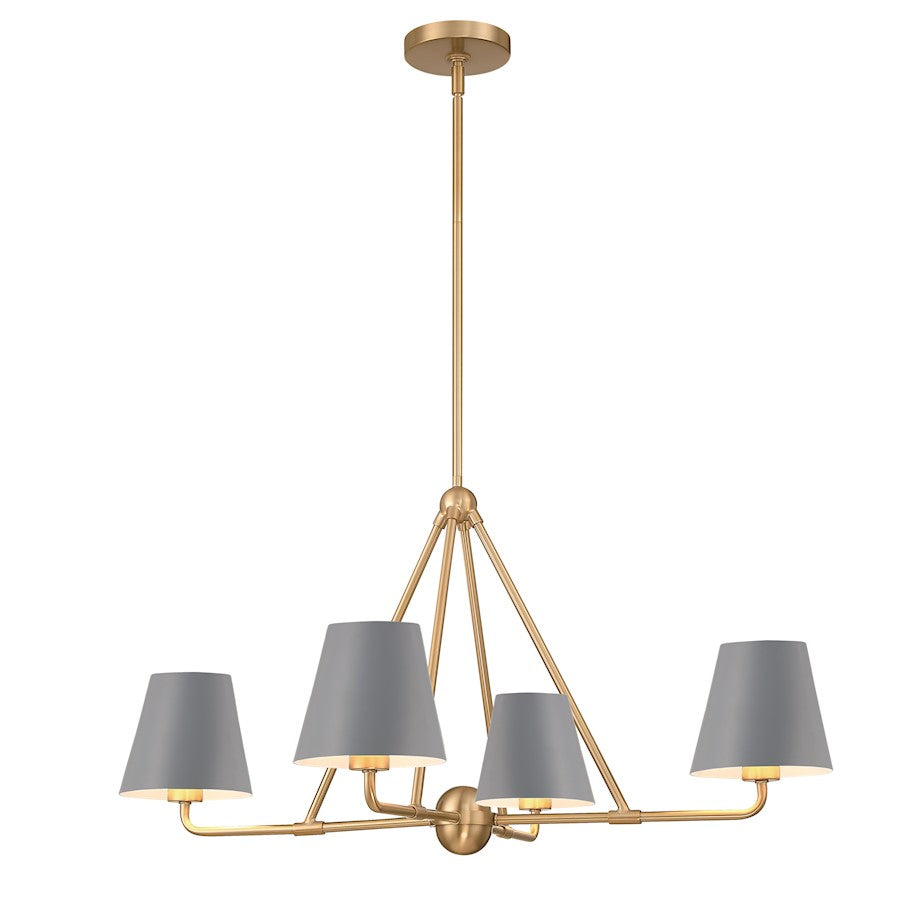 Crystorama Xavier 4 Light Chandelier, Vibrant Gold/Blue