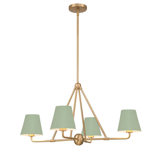 Crystorama Xavier 4 Light Chandelier, Vibrant Gold/Green