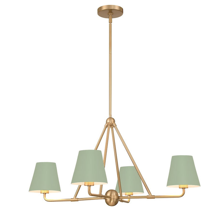 Crystorama Xavier 4 Light Chandelier, Vibrant Gold/Green