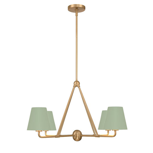 Crystorama Xavier 4 Light Chandelier, Vibrant Gold/Green