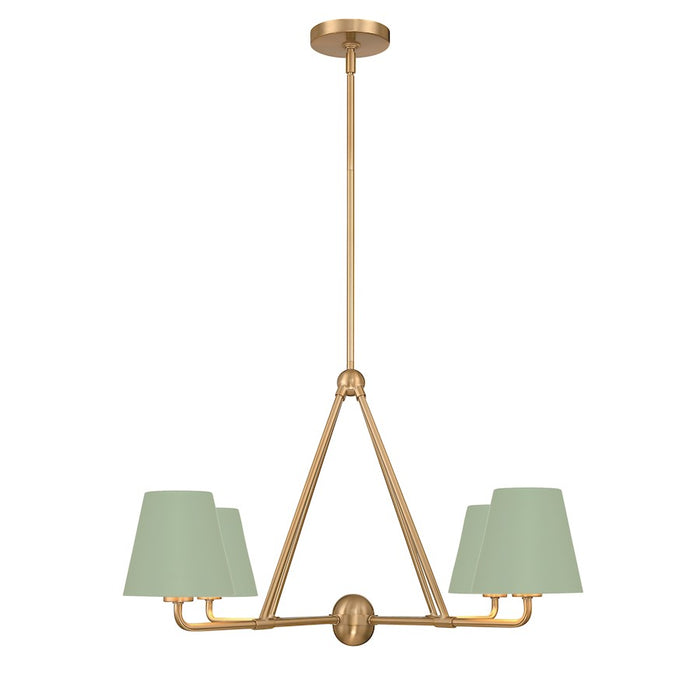 Crystorama Xavier 4 Light Chandelier, Vibrant Gold/Green