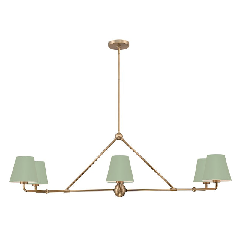 Crystorama Xavier 6 Light Chandelier, Vibrant Gold/Green