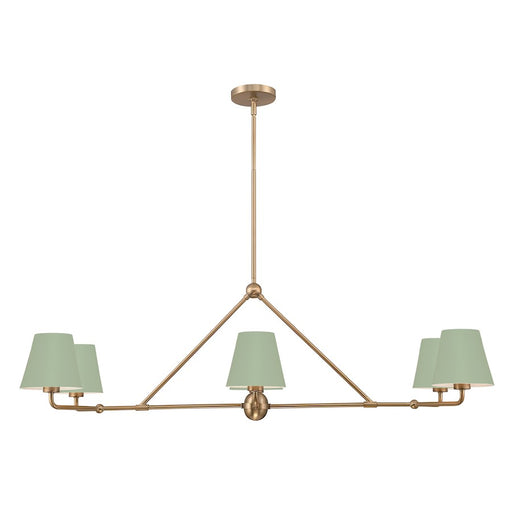 Crystorama Xavier 6 Light Chandelier, Vibrant Gold/Green