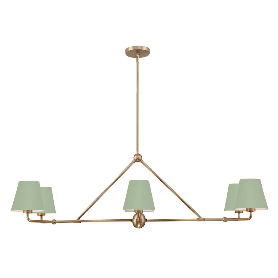 Crystorama Xavier 6 Light Chandelier, Vibrant Gold/Green
