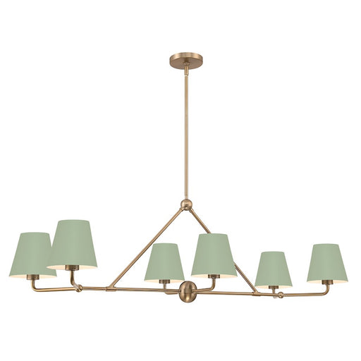 Crystorama Xavier 6 Light Chandelier, Vibrant Gold/Green