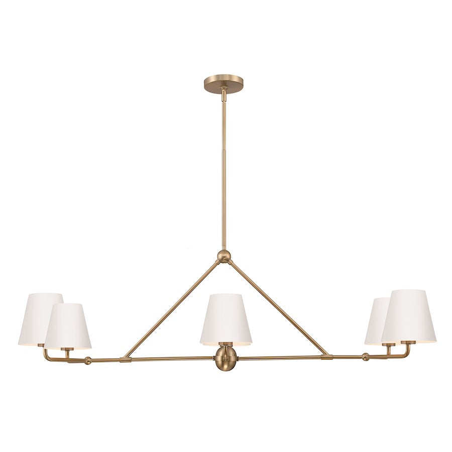 Crystorama Xavier 6 Light Chandelier, Vibrant Gold/White