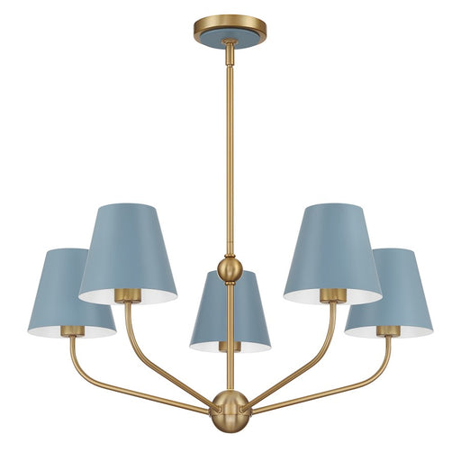 Crystorama Xavier 5Lt Chandelier, Vibrant Gold/Blue/Blue/White