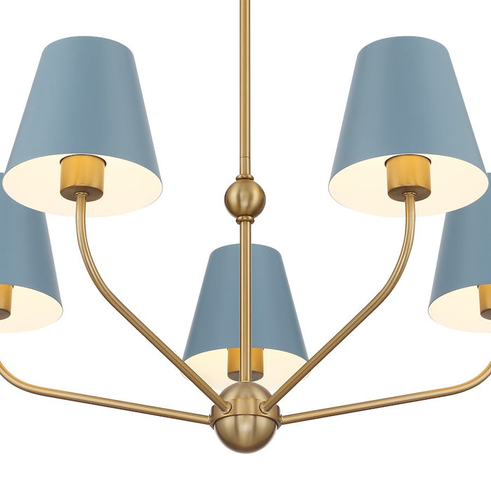 Crystorama Xavier 5Lt Chandelier, Vibrant Gold/Blue/Blue/White