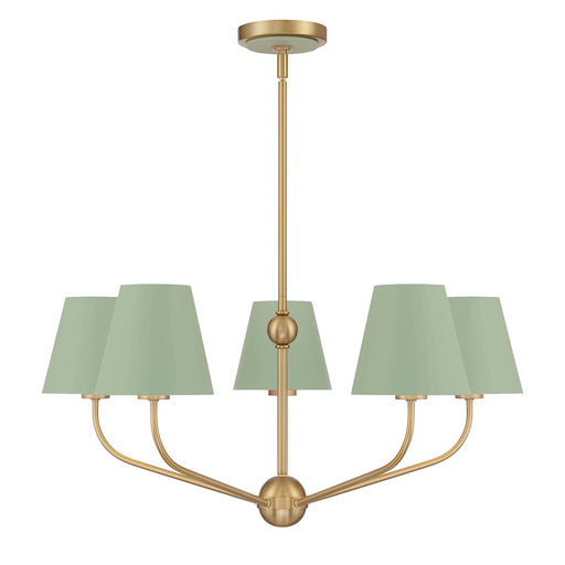 Crystorama Xavier 5Lt Chandelier, Vibrant Gold/Green/White