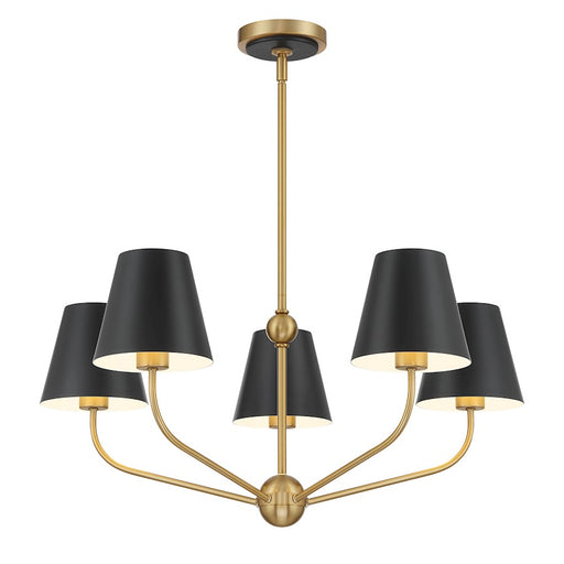 Crystorama Xavier 5Lt Chandelier, Vibrant Gold/Black/White - XAV-B9315-VG-MK