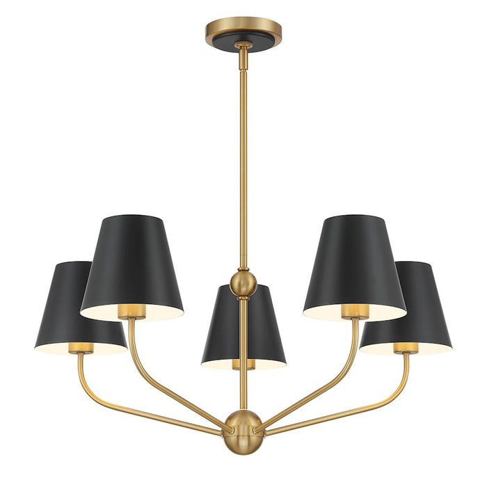 Crystorama Xavier 5Lt Chandelier, Vibrant Gold/Black/White - XAV-B9315-VG-MK