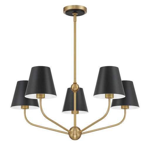 Crystorama Xavier 5Lt Chandelier, Vibrant Gold/Black/White