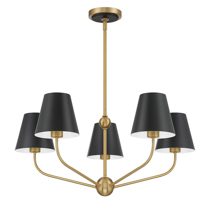 Crystorama Xavier 5Lt Chandelier, Vibrant Gold/Black/White