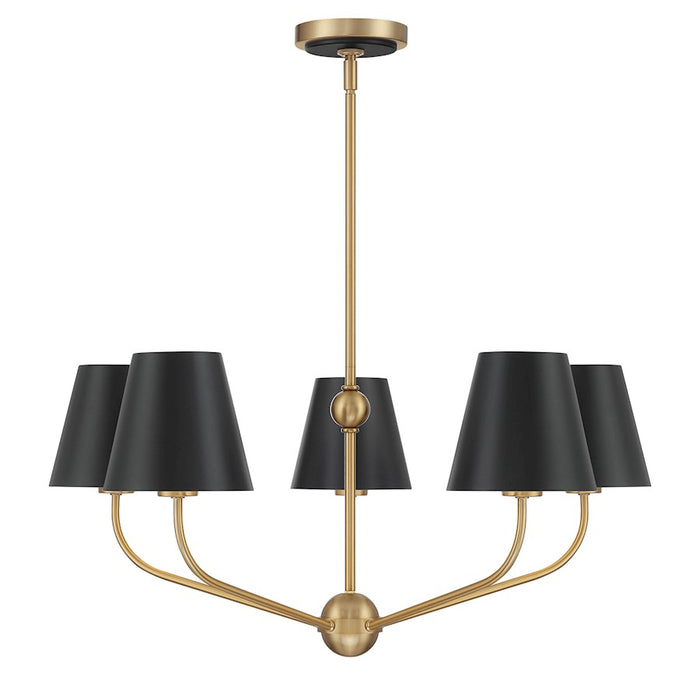 Crystorama Xavier 5Lt Chandelier, Vibrant Gold/Black/White