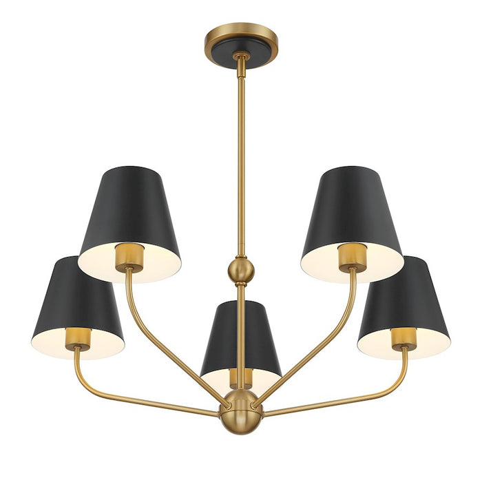 Crystorama Xavier 5Lt Chandelier, Vibrant Gold/Black/White