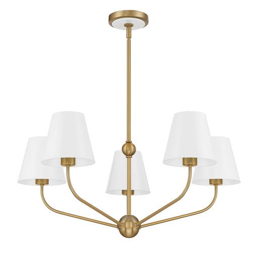 Crystorama Xavier 5 Light Chandelier, Vibrant Gold/White/White