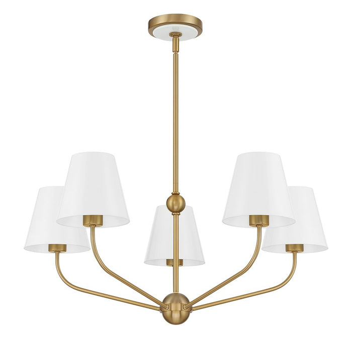 Crystorama Xavier 5 Light Chandelier, Vibrant Gold/White/White