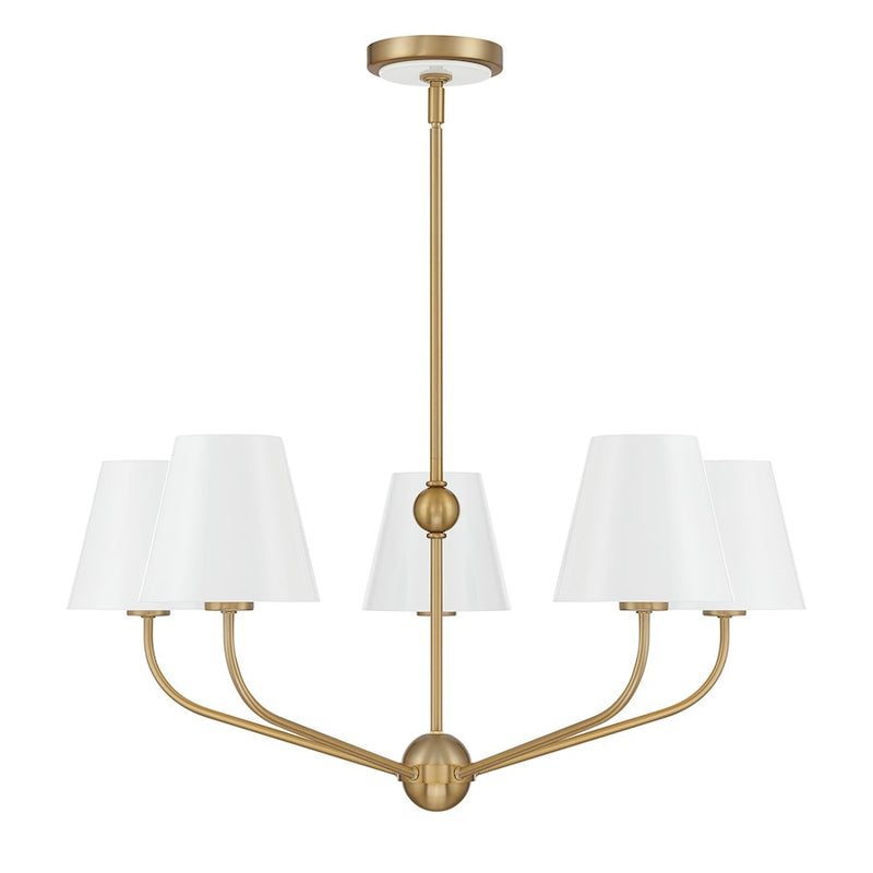 Crystorama Xavier 5 Light Chandelier, Vibrant Gold/White/White