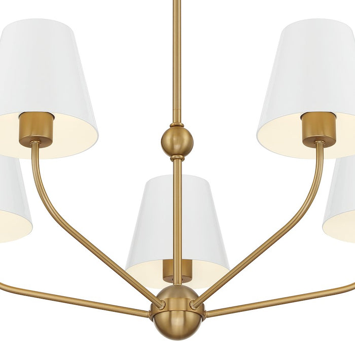 Crystorama Xavier 5 Light Chandelier, Vibrant Gold/White/White