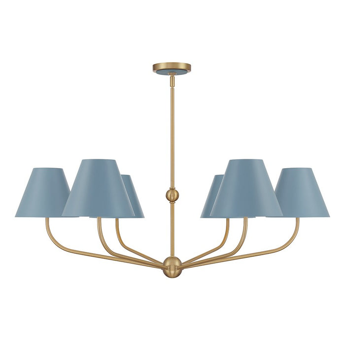 Crystorama Xavier 6Lt 40" Chandelier, Gold/Blue/Blue/White