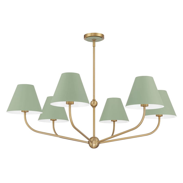 Crystorama Xavier 6Lt 40" Chandelier, Vibrant Gold/Green/White
