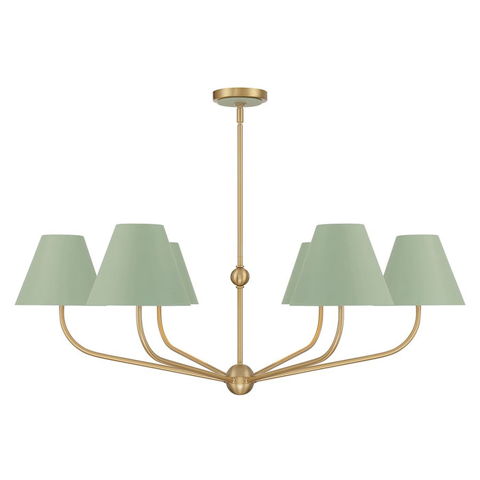 Crystorama Xavier 6Lt 40" Chandelier, Vibrant Gold/Green/White