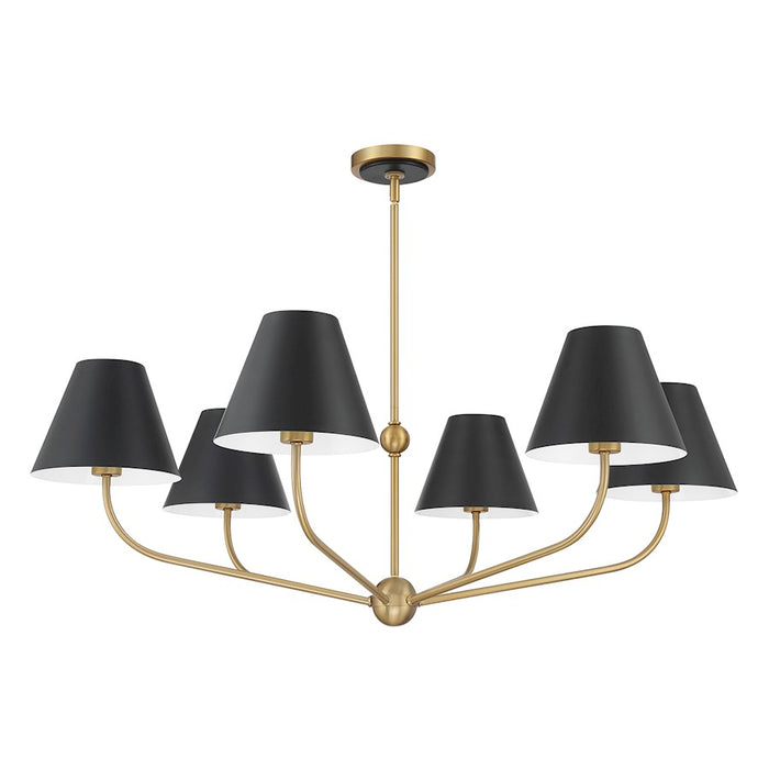 Crystorama Xavier 6Lt 40" Chandelier, Vibrant Gold/Black/White
