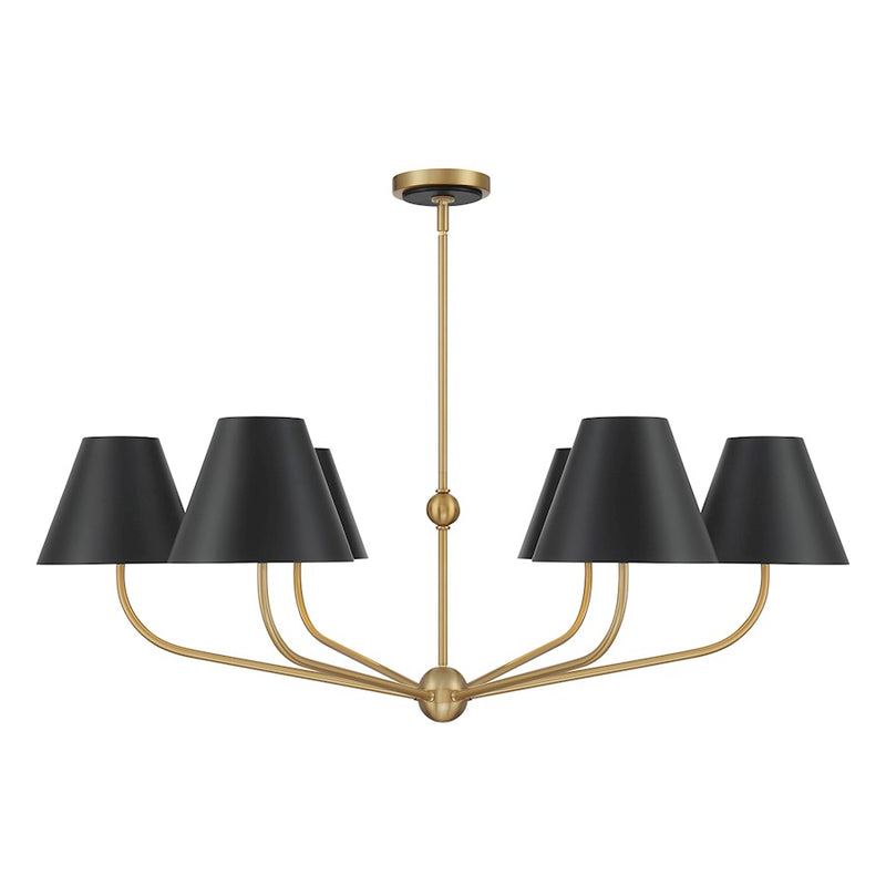 Crystorama Xavier 6Lt 40" Chandelier, Vibrant Gold/Black/White