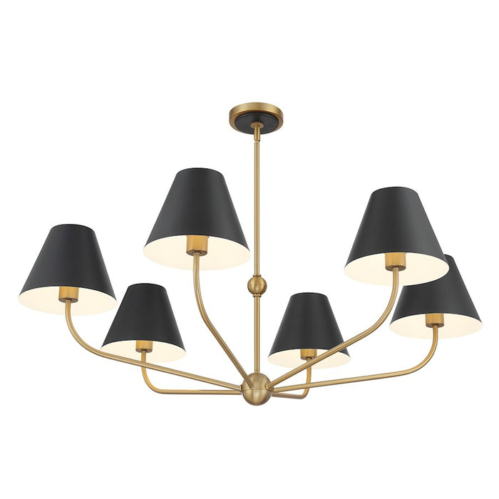 Crystorama Xavier 6Lt 40" Chandelier, Vibrant Gold/Black/White