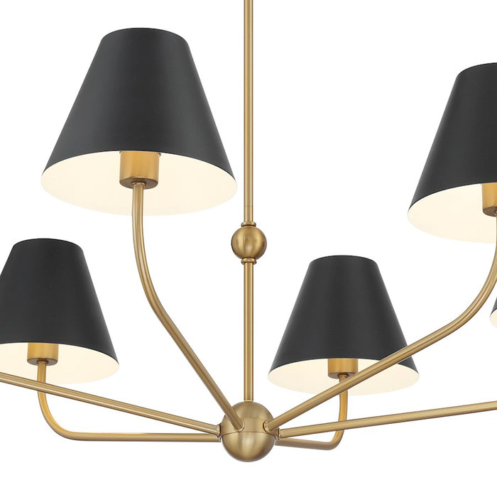 Crystorama Xavier 6Lt 40" Chandelier, Vibrant Gold/Black/White