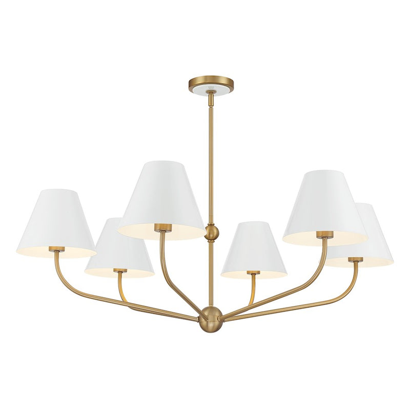 Crystorama Xavier 6 Light 40" Chandelier, Gold/White/White
