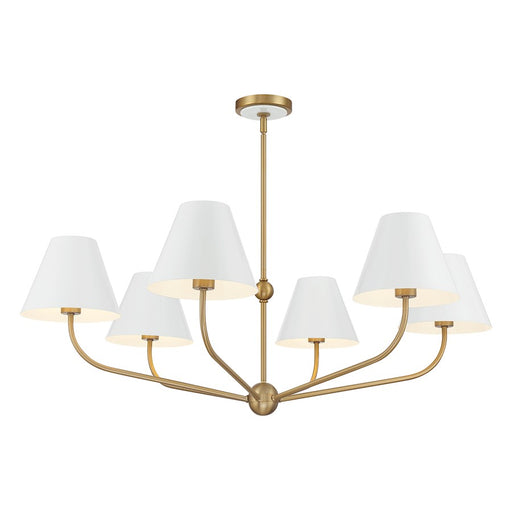 Crystorama Xavier 6 Light 40" Chandelier, Gold/White/White - XAV-B9316-VG-WH