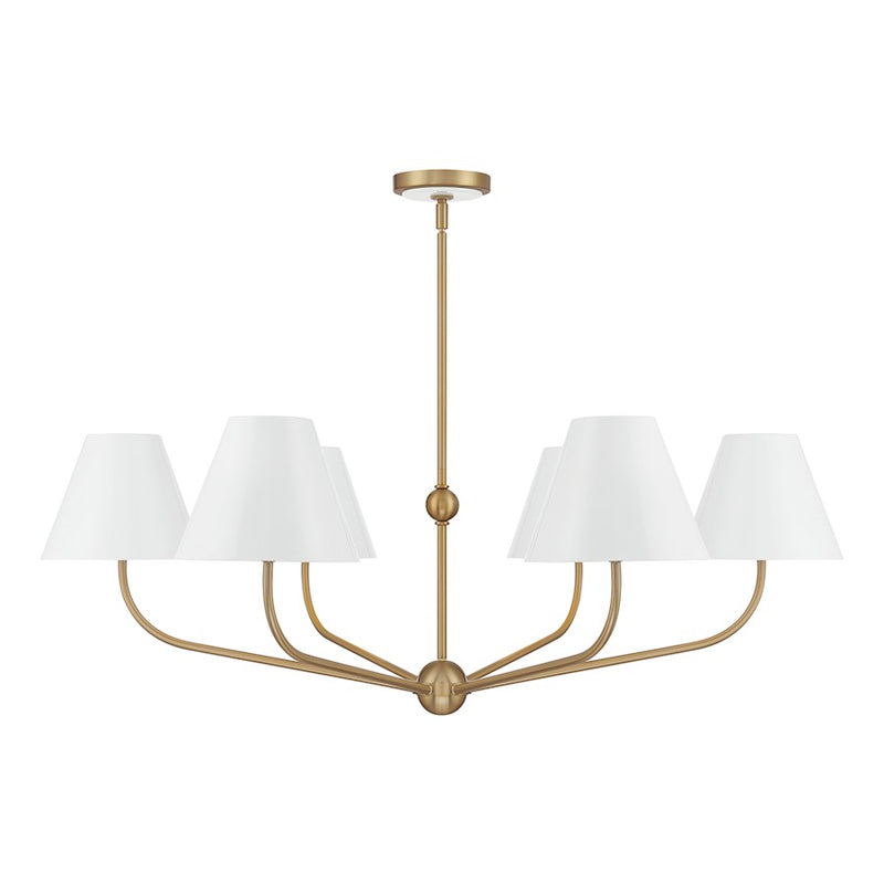 Crystorama Xavier 6 Light 40" Chandelier, Gold/White/White