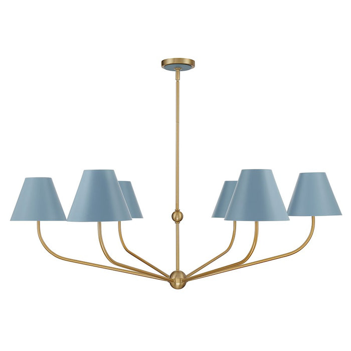 Crystorama Xavier 6Lt 48" Chandelier, Gold/Blue/Blue/White