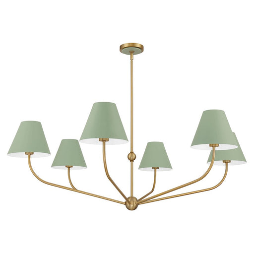 Crystorama Xavier 6Lt 48" Chandelier, Vibrant Gold/Green/White