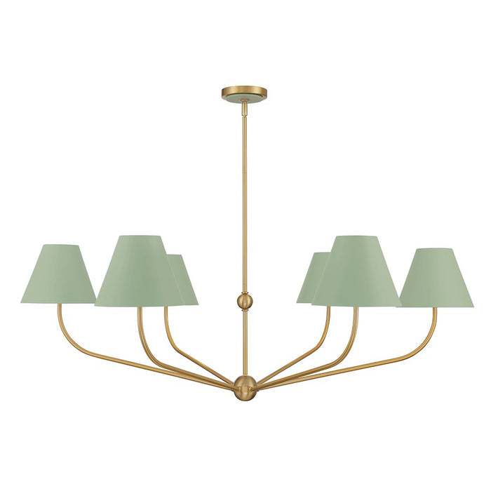 Crystorama Xavier 6Lt 48" Chandelier, Vibrant Gold/Green/White