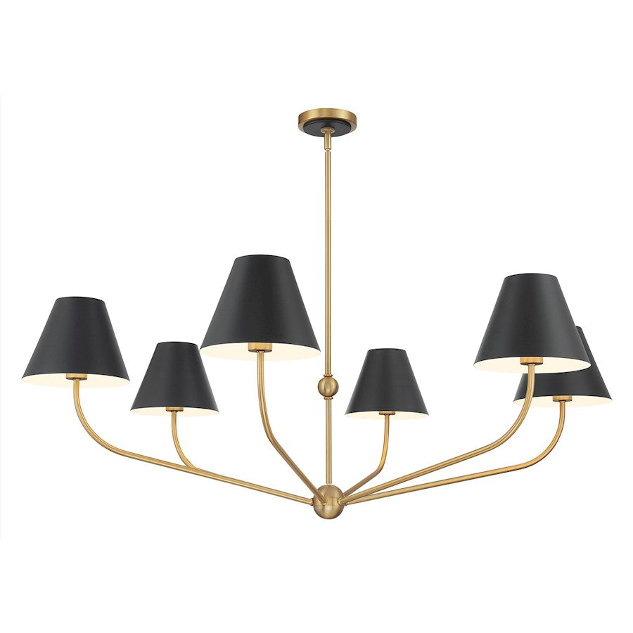 Crystorama Xavier 6Lt 48" Chandelier, Vibrant Gold/Black/White - XAV-B9319-VG-MK