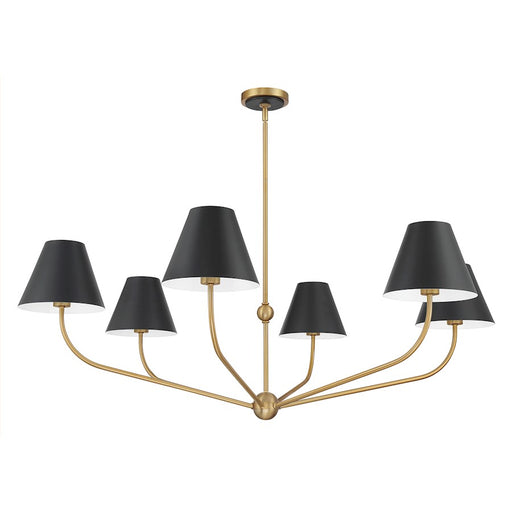 Crystorama Xavier 6Lt 48" Chandelier, Vibrant Gold/Black/White