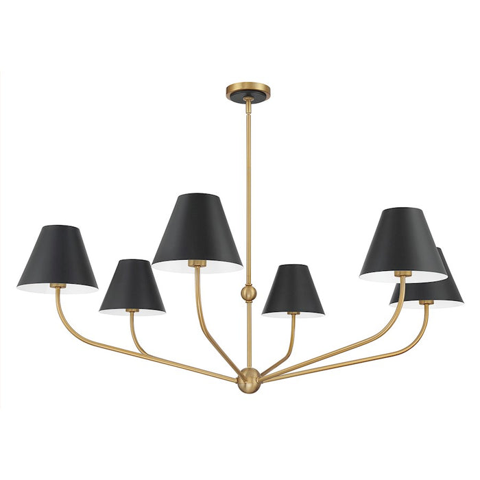 Crystorama Xavier 6Lt 48" Chandelier, Vibrant Gold/Black/White