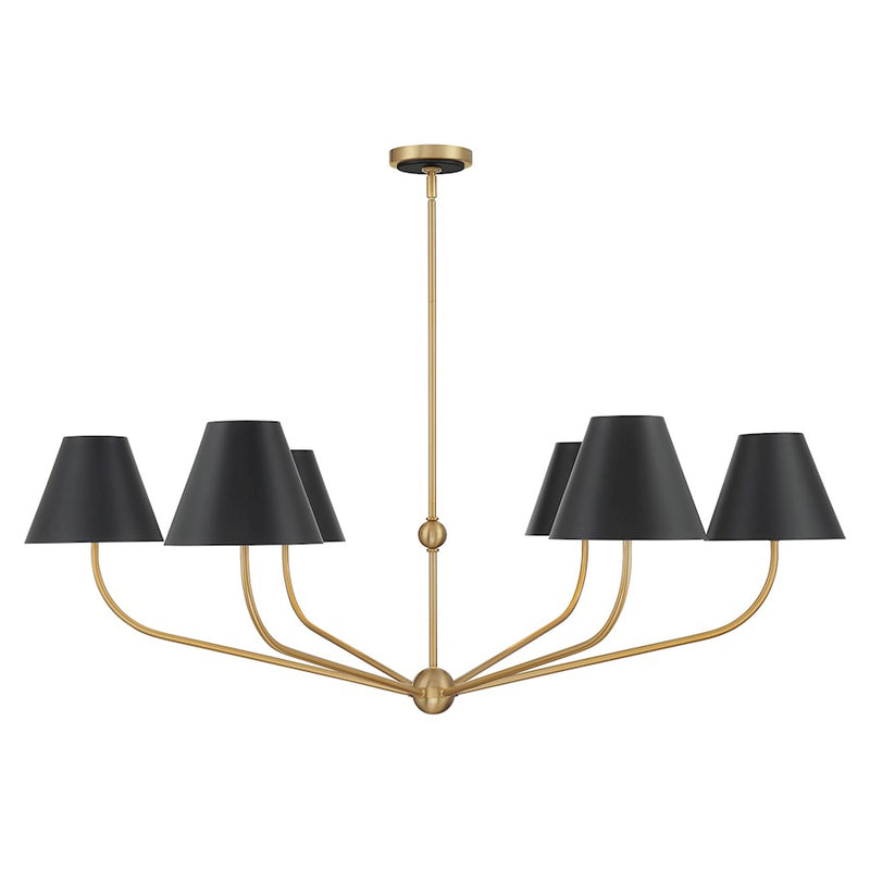Crystorama Xavier 6Lt 48" Chandelier, Vibrant Gold/Black/White