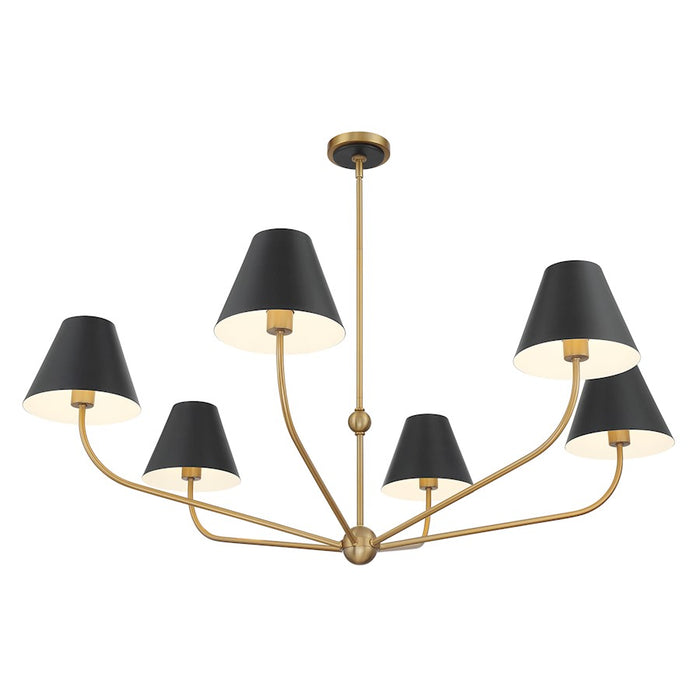 Crystorama Xavier 6Lt 48" Chandelier, Vibrant Gold/Black/White
