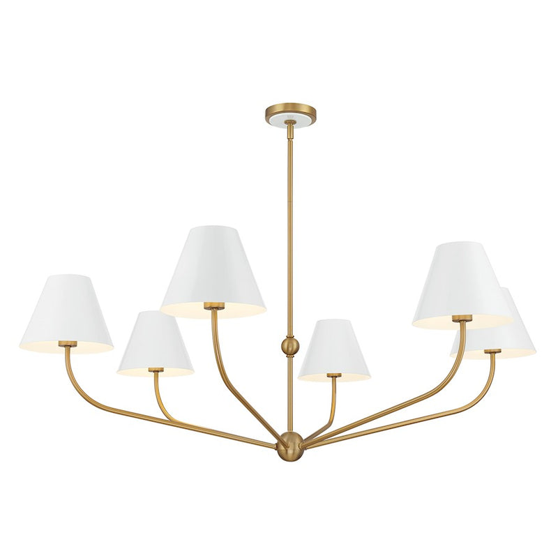 Crystorama Xavier 6 Light 48" Chandelier, Gold/White/White