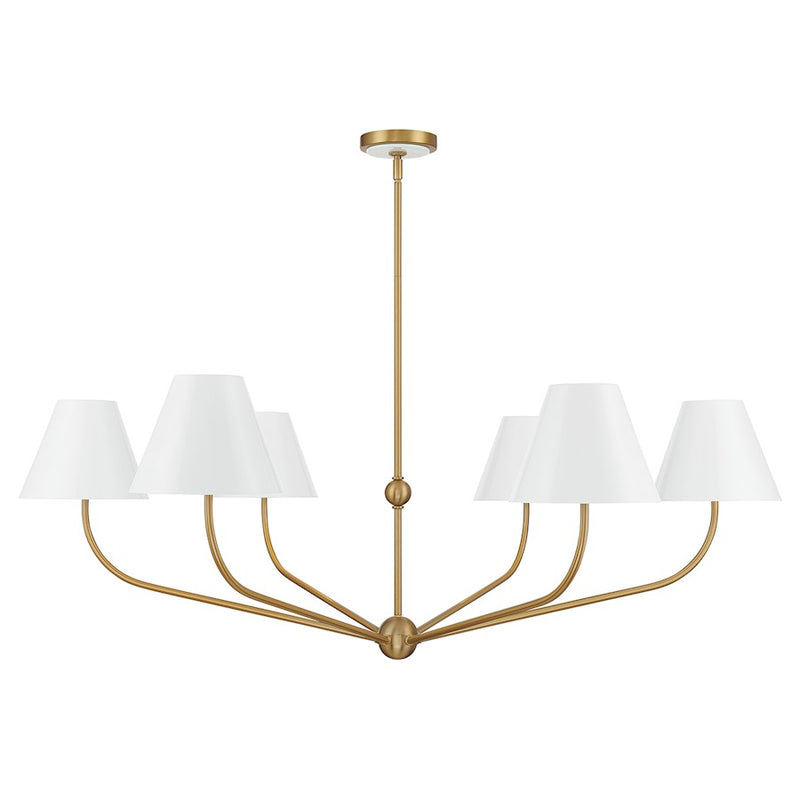 Crystorama Xavier 6 Light 48" Chandelier, Gold/White/White