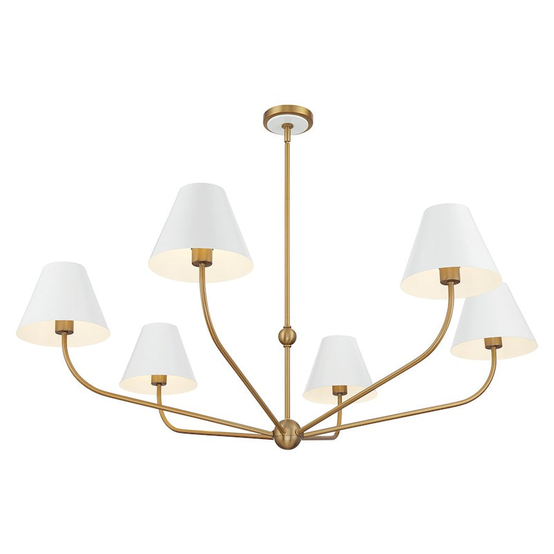 Crystorama Xavier 6 Light 48" Chandelier, Gold/White/White
