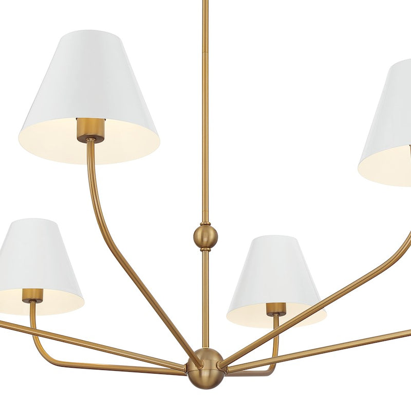 Crystorama Xavier 6 Light 48" Chandelier, Gold/White/White